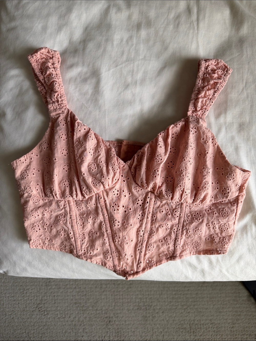 Windsor Blush Pink Eyelet Corset Crop Top